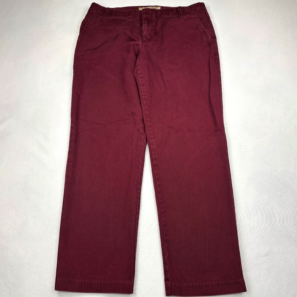 Vintage JCrew Chinos Pants Womens 4 Burgundy Cotton Flat Front Made In Hong Kong